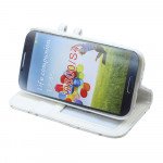 Wholesale Samsung Galaxy S4 Diamond Leather Wallet Case with Stand (White)